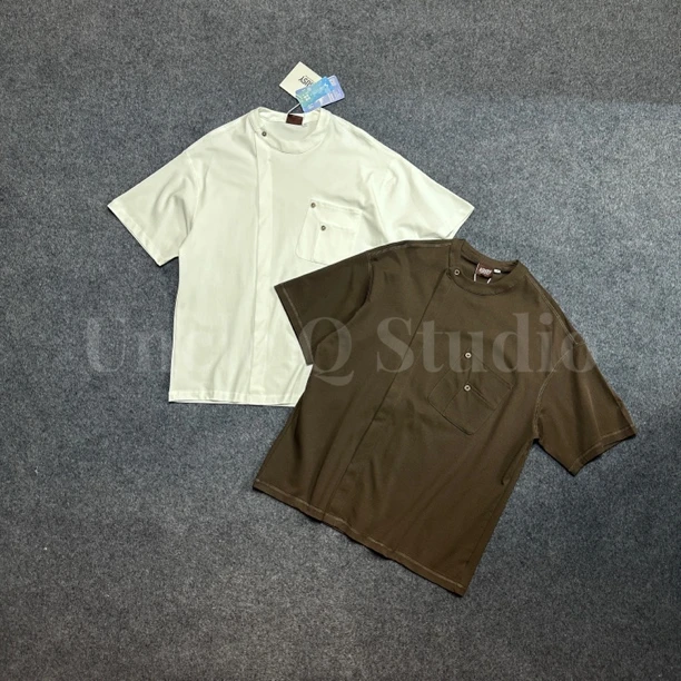 日系复古凉感速干不规则拼接口袋防晒T 男女同款