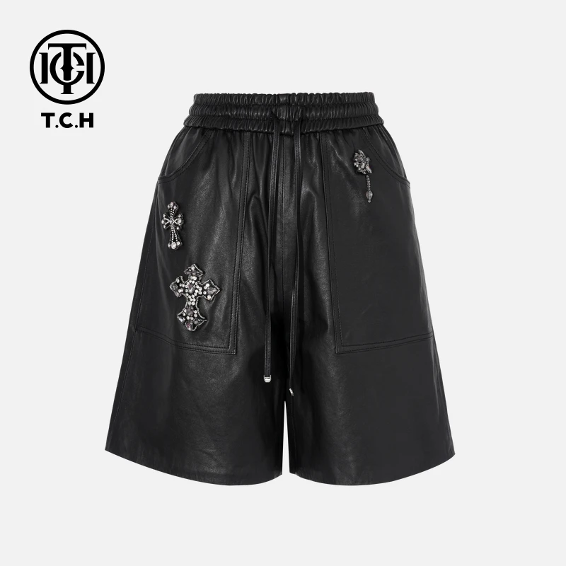 TCH私服烫钻工艺新时尚淑女百搭新潮流短裤女T75C21E5011轻奢tch