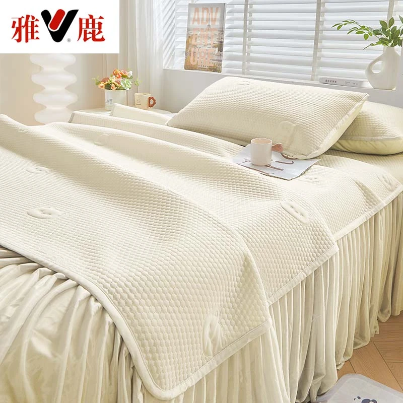 V/雅鹿豆豆凉席夏季冰丝席家用空调席可机洗裸睡宿舍单人夏凉席子