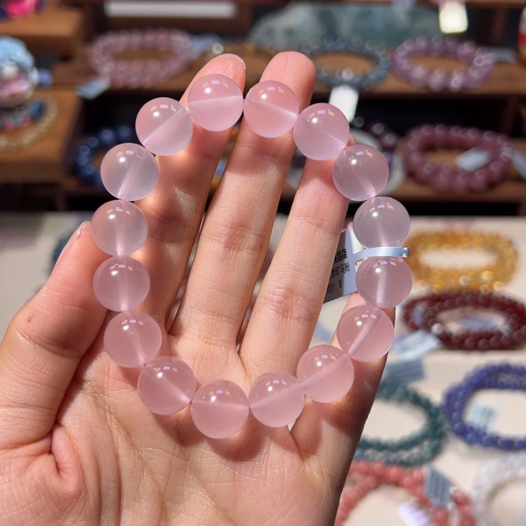 手链水晶未镶嵌12m六芒星粉马粉全净体（福利大漏克价