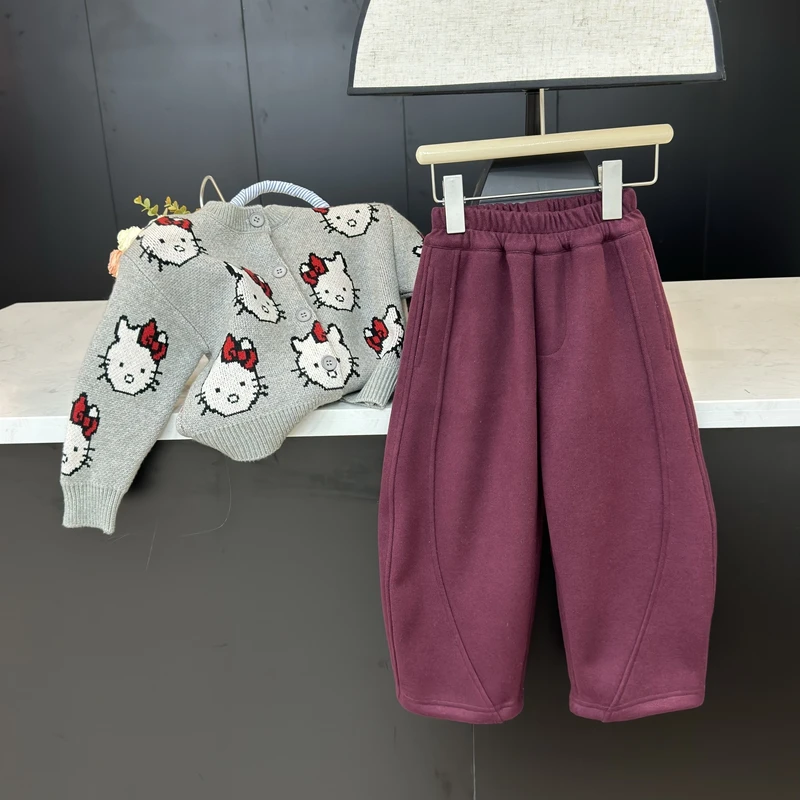 现货leomama【气场裤】女童裤子秋冬休闲裤儿童时尚加厚阔腿裤长裤