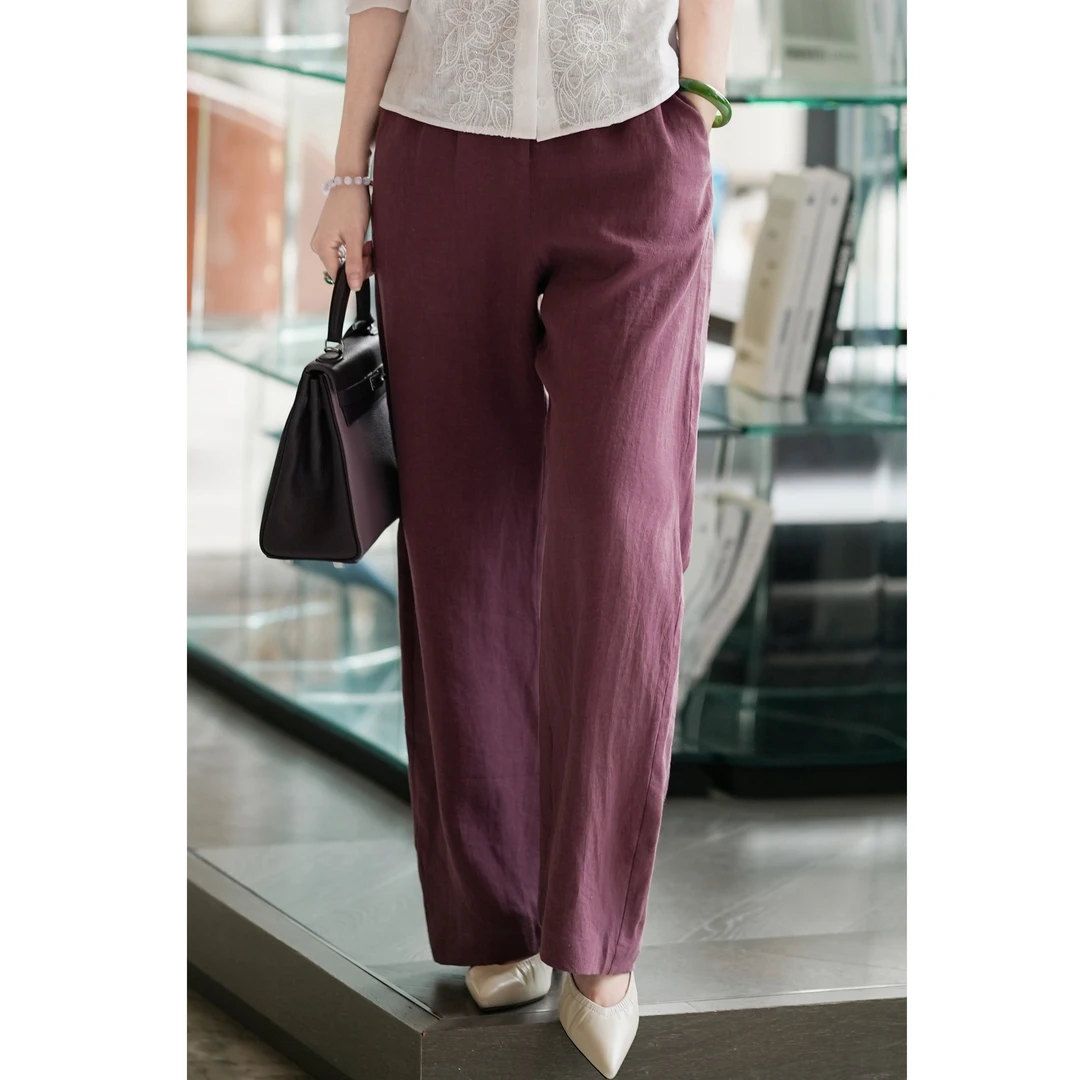 西子/【亚麻情书】天然环保纯亚麻高腰显瘦垂坠感小镰刀裤/KZSJ004