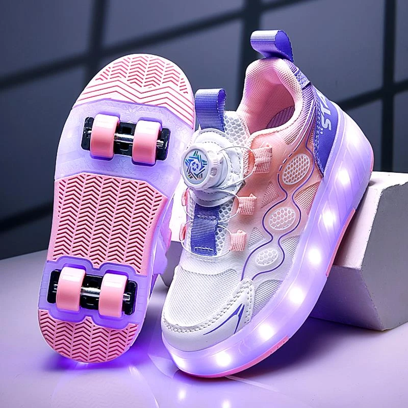 溜冰鞋女童夏季2025新款四轮隐形儿童轮滑鞋高颜值运动旱冰暴走鞋
