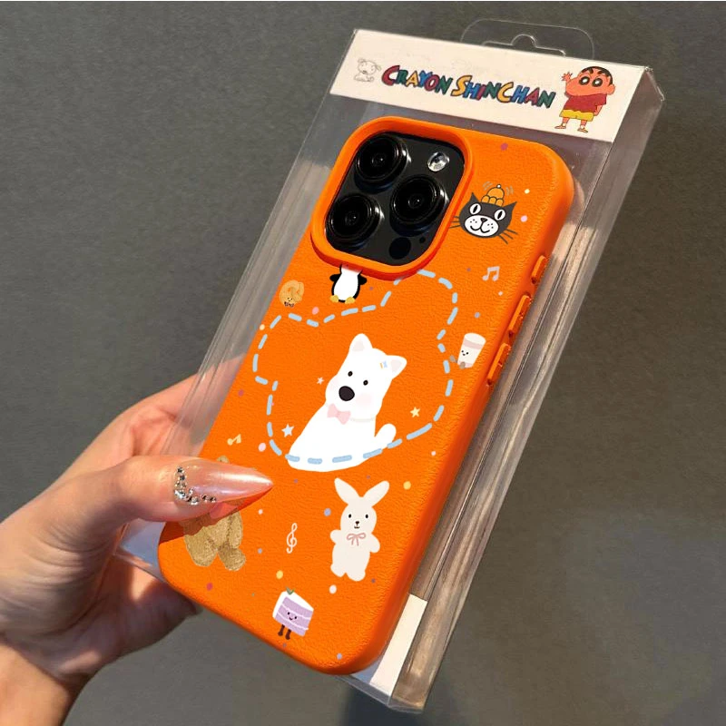 可爱小动物适用苹果16p/15手机壳iPhone14promax13荔枝纹12软壳11