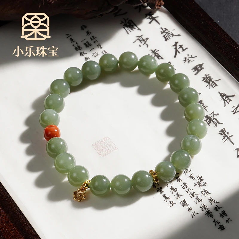 高级显白和田玉圆珠s925女式手链多样性发一-10490