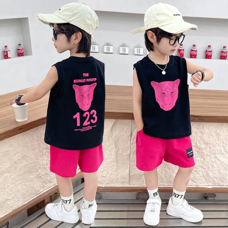 男童夏季洋气套装2025新款中小童韩版休闲时尚短裤两件套潮酷童装