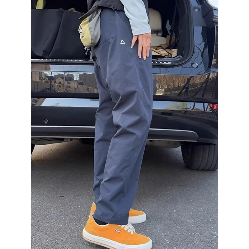 藏青色三角标裤子男款夏季美式软壳速干冲锋裤防水防风休闲运动裤