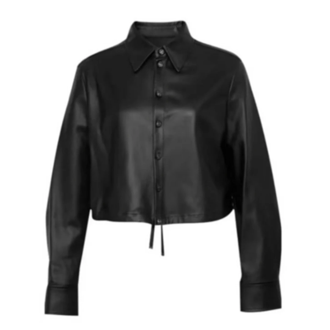 limil/丽米儿【高定秀场款】 羊皮革质感柔软休闲衬衫外套9300105