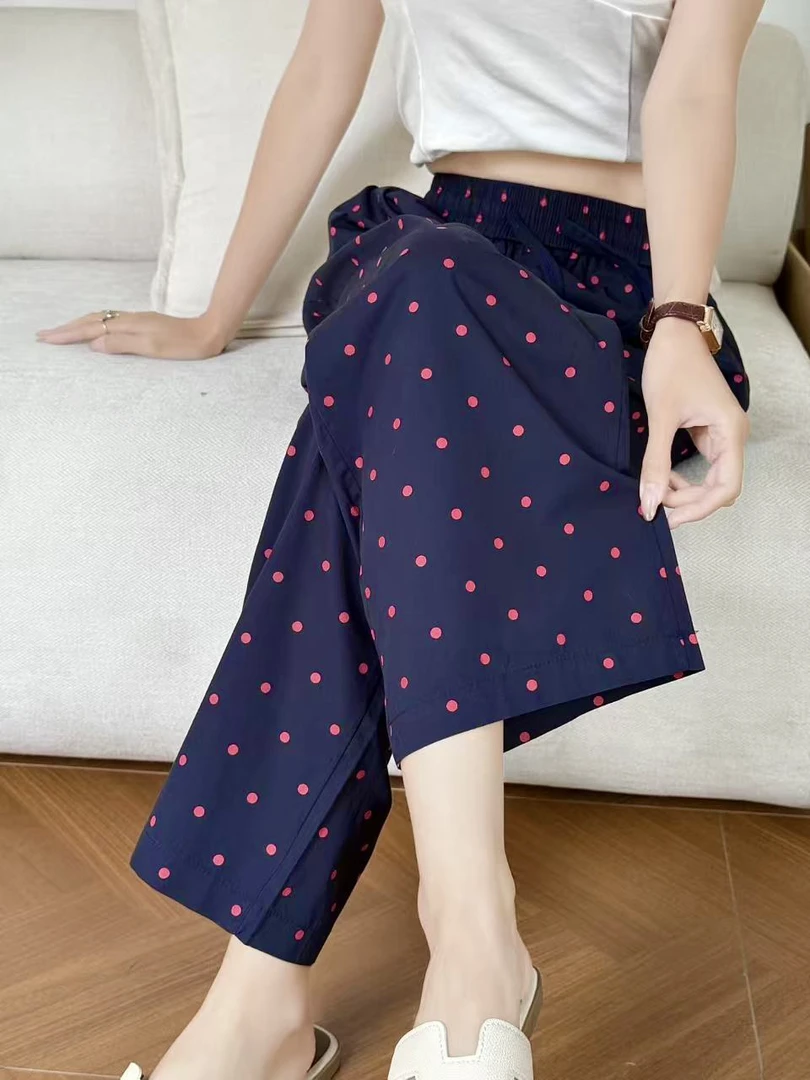 2025夏季新款休闲减龄治愈系原创正品波点裤百搭洋气显瘦直筒裤