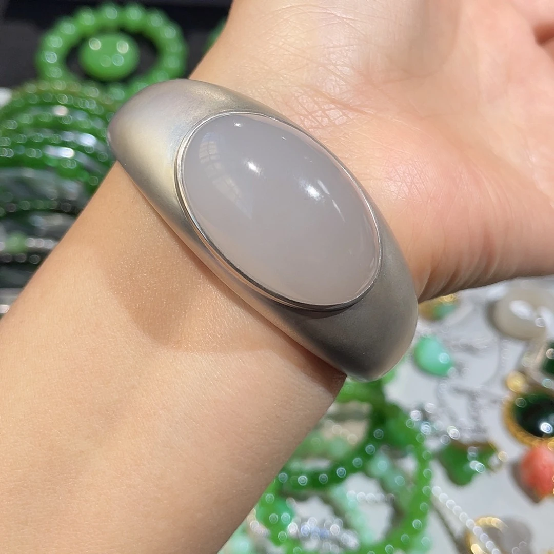 和田玉银S925镶嵌手镯