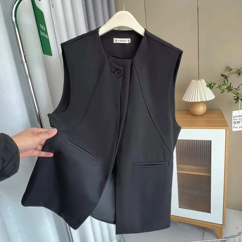 【大码女装】春秋时尚百搭胖MM遮肉显瘦西装马甲