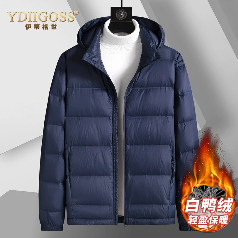 YDIIGOSS羽绒服男士秋冬加大码男青年外套大号宽松脱帽保暖男装