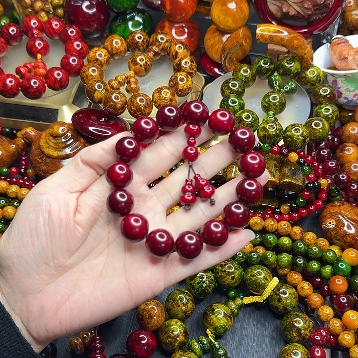 松木琥珀木文玩手串