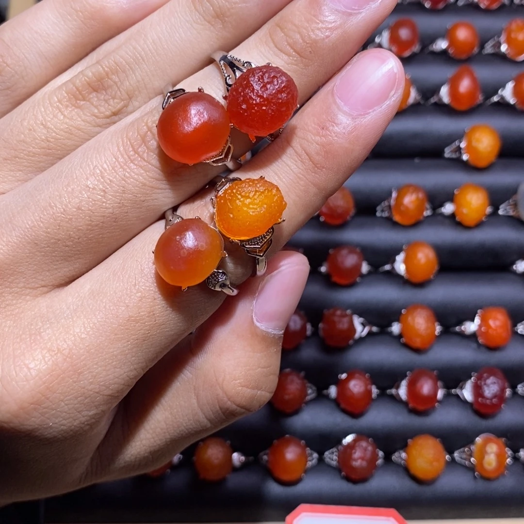 华***色玛瑙/玉髓合金戒指