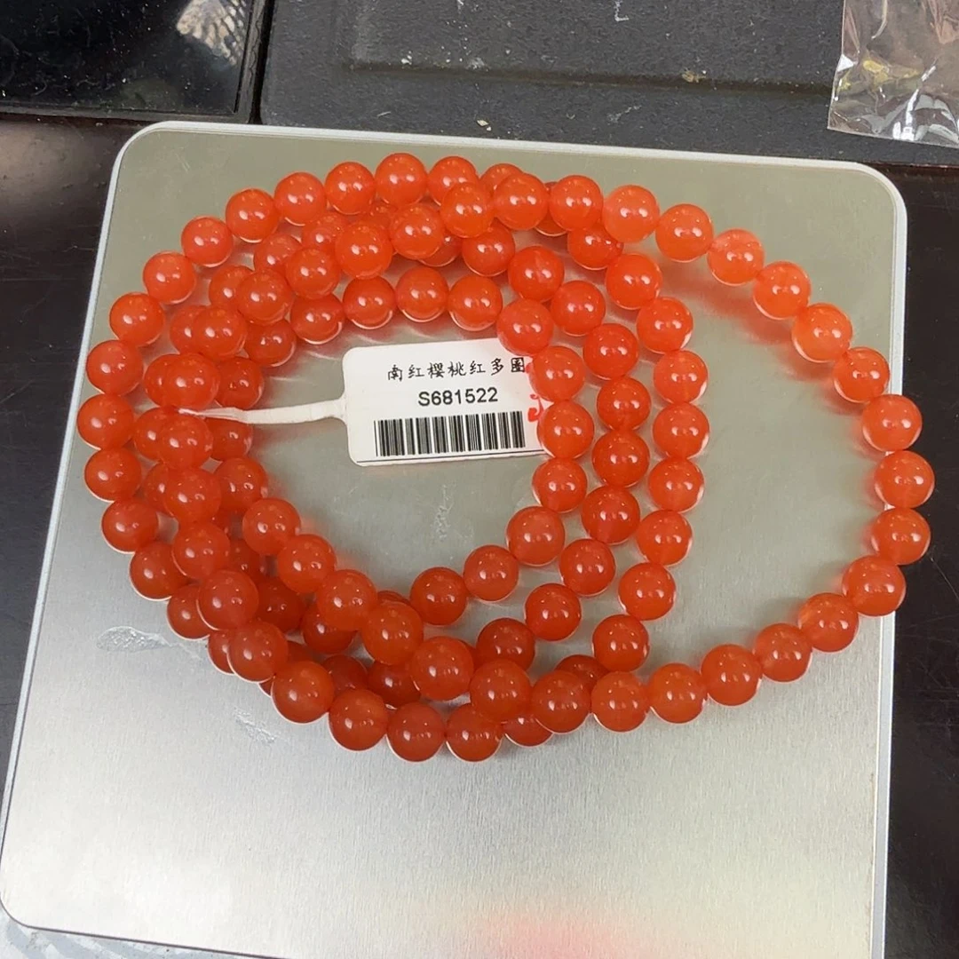 手链未镶嵌南红玛瑙樱桃红多圈6mm