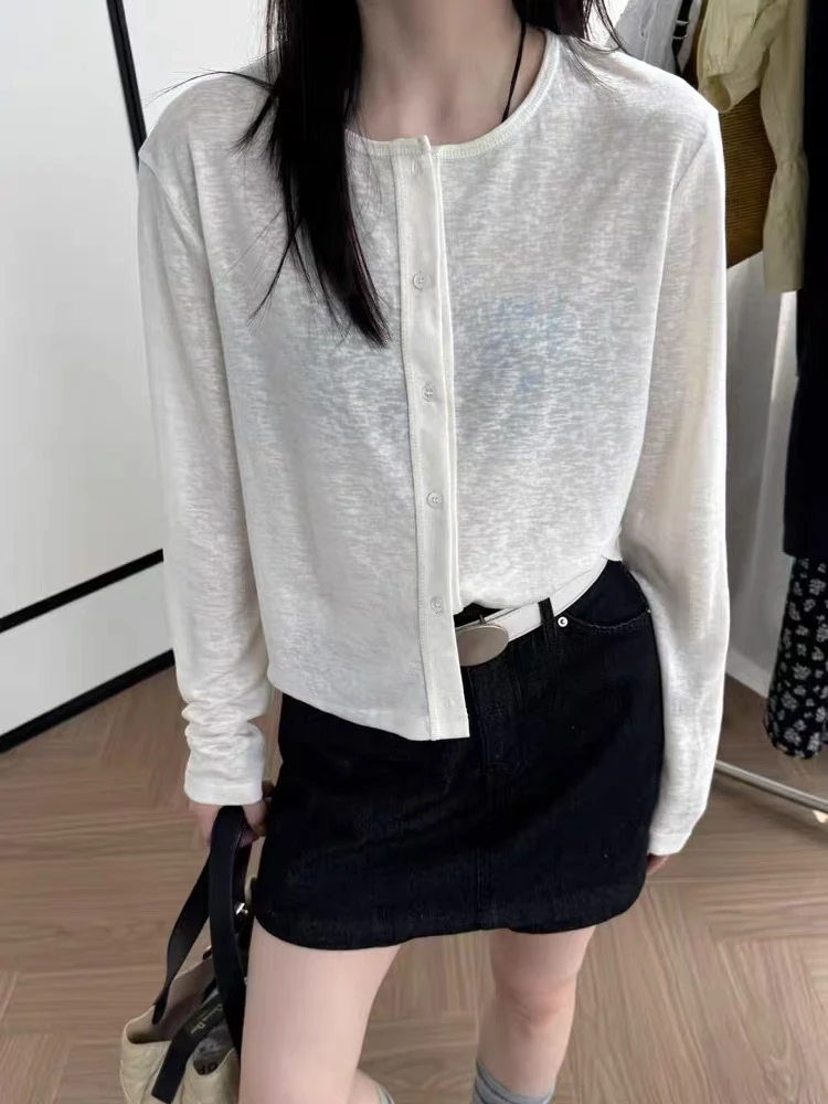 灰灰呀！2558 不要小瞧这件！单排扣纯色长袖防晒开衫外套