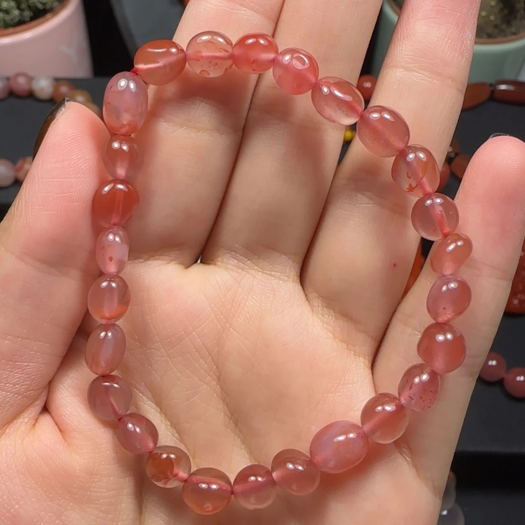 南红玛瑙未镶嵌手串原矿冰飘随型单圈