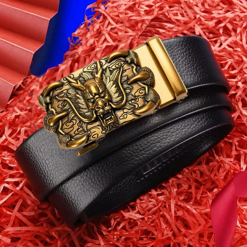 皮带男2025高端合金龙款外穿自动真牛皮腰带百搭潮流时尚休闲裤带