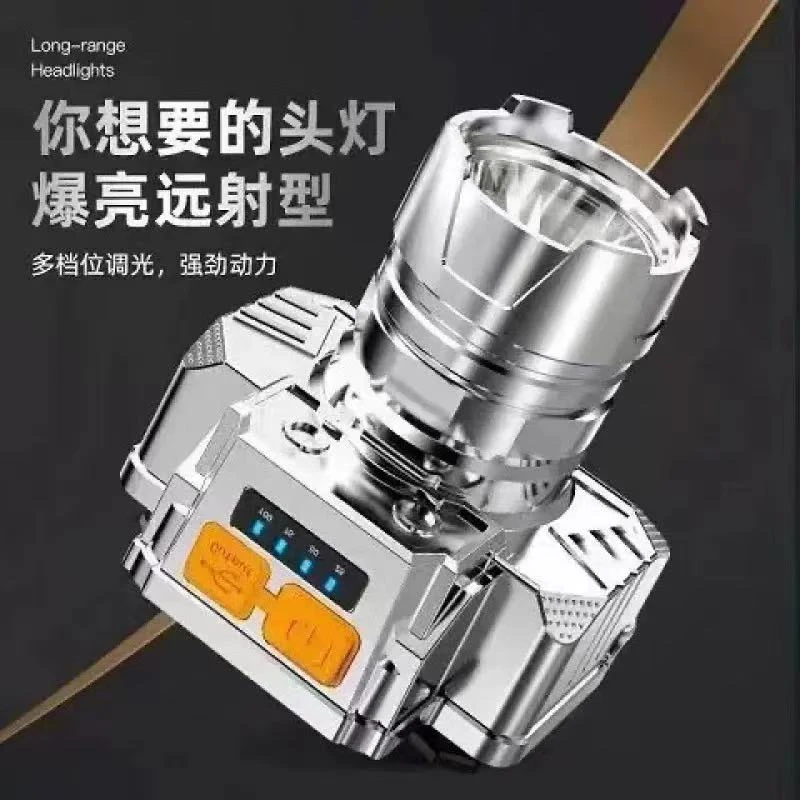 LED头灯-强光可充电远射超亮头戴式夜钓鱼户外感应矿灯