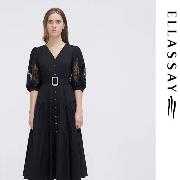 ELLASSAY歌力思欧若假日风赫本连衣裙法式夏日小裙子EWW342Y13400