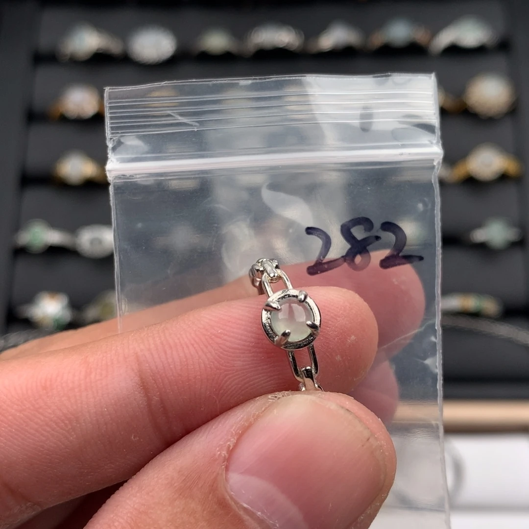 翡翠银S925镶嵌戒圈282