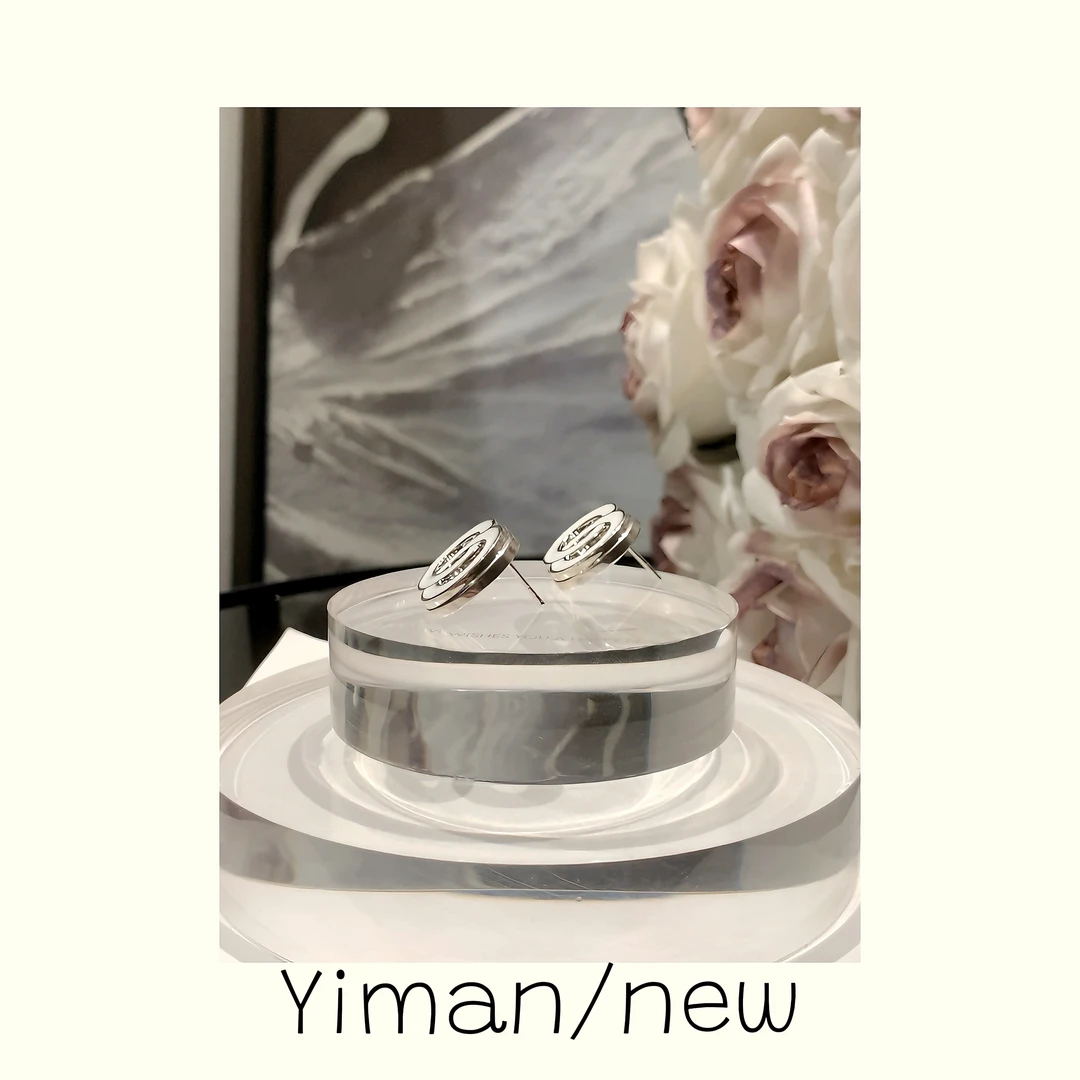 铜合金珐琅耳饰 经典白色珐琅耳钉MZ3661