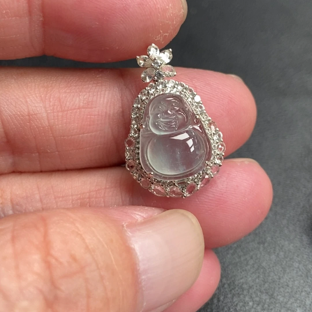 翡翠18K金镶嵌吊坠(不含链)佛公