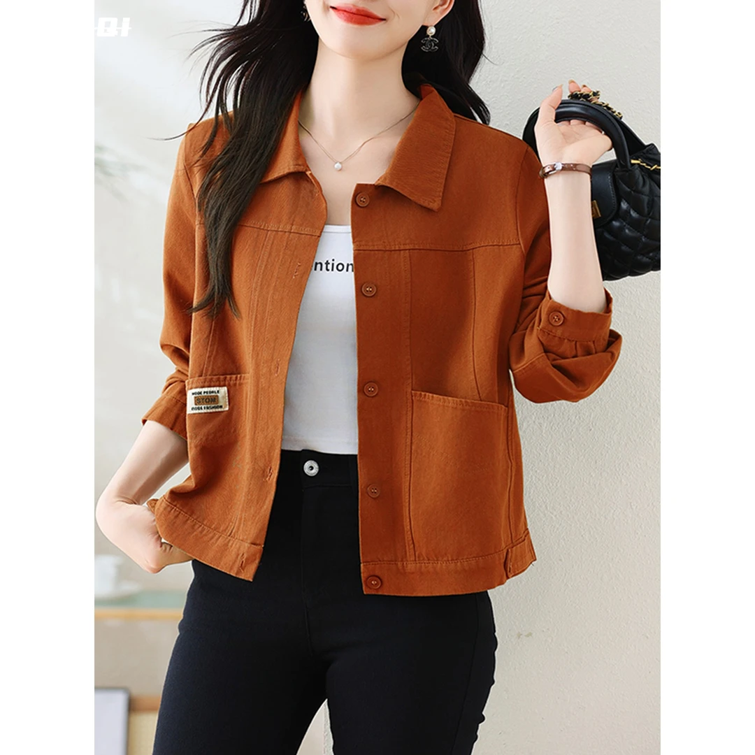 淳启秋装时尚休闲夹克外套女秋季新款洋气女士牛仔开衫设计感上衣