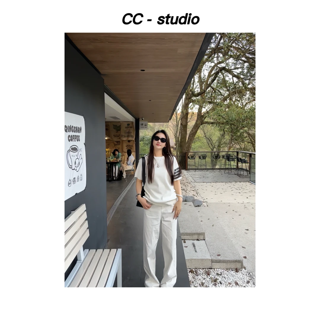 【四杠短T】春季新款宽松显瘦短袖T恤