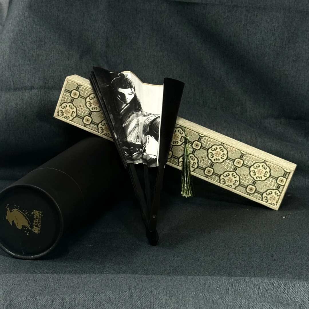 画江湖艺术家唐默H-8《落子无悔》手写手绘折扇