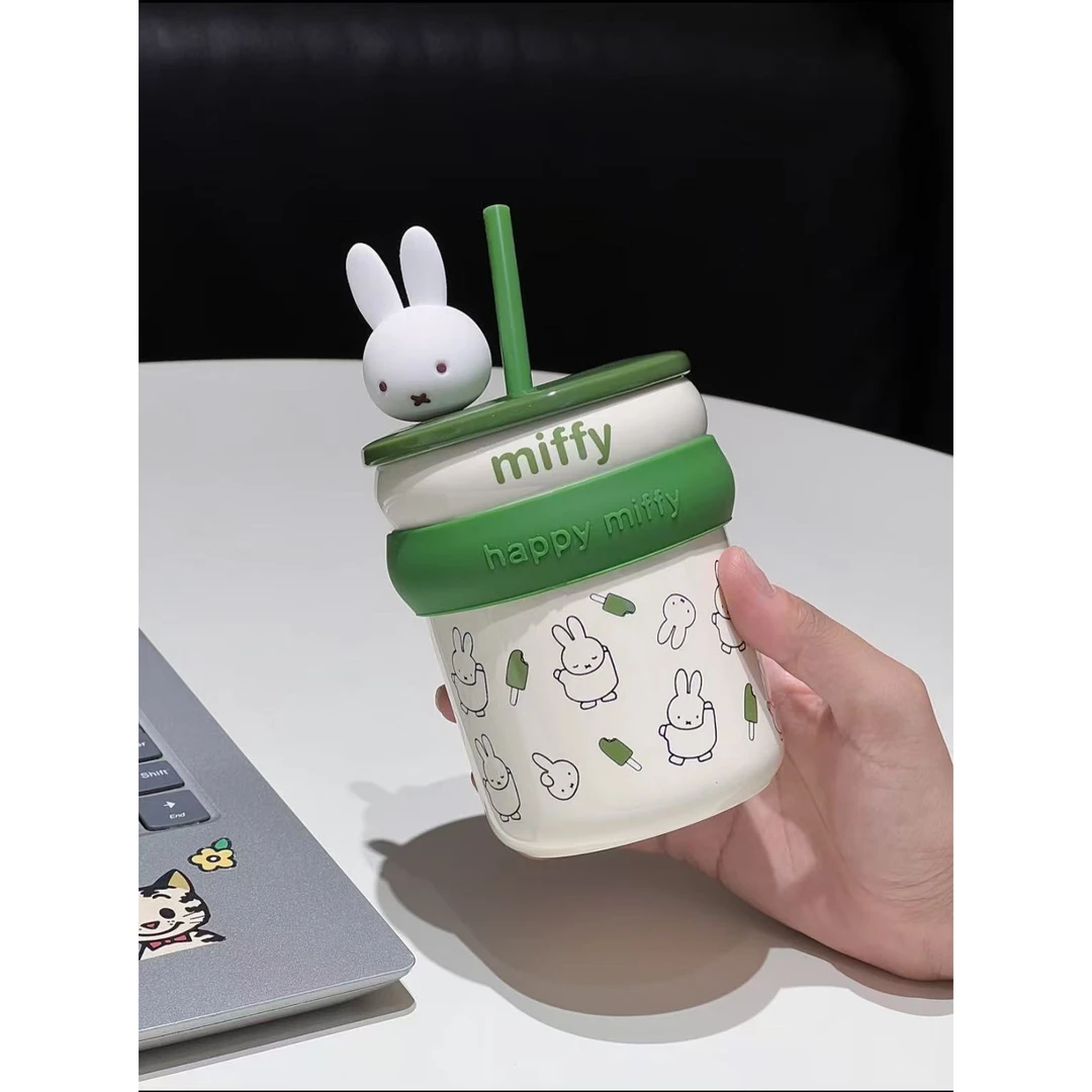 YOMI米菲兔情侣水杯可爱高颜值陶瓷吸管杯大容量马克杯