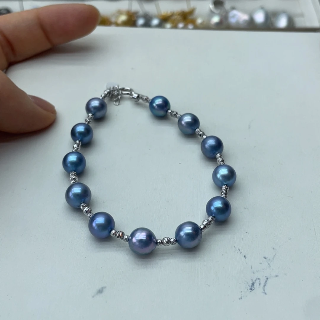 海水珍珠银S925镶嵌手链