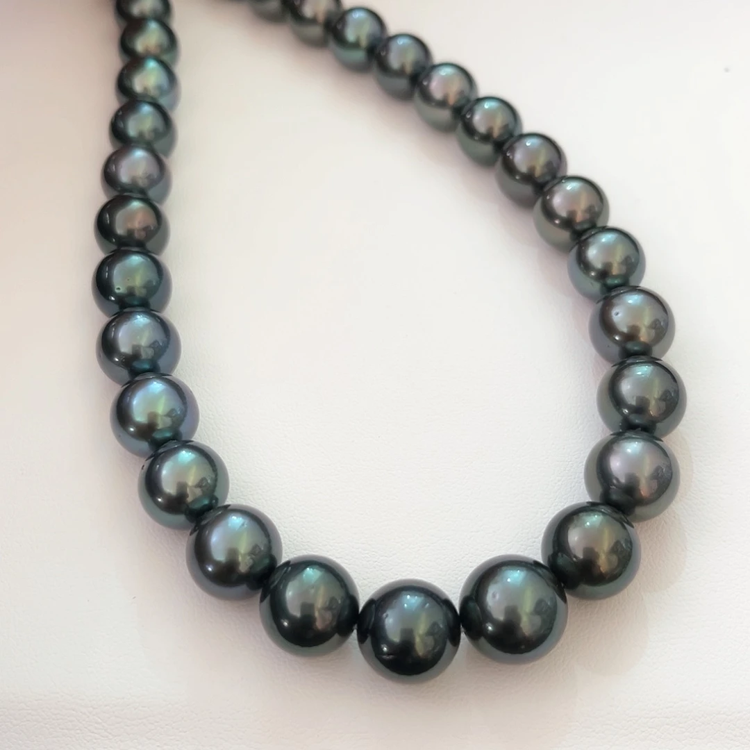 海水珍珠颈饰未镶嵌孔雀蓝绿11-13