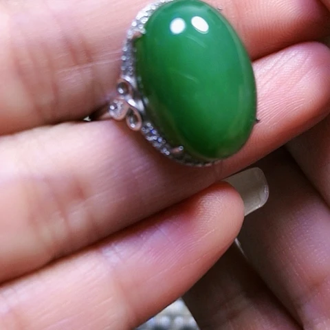 和田玉银S925镶嵌戒指