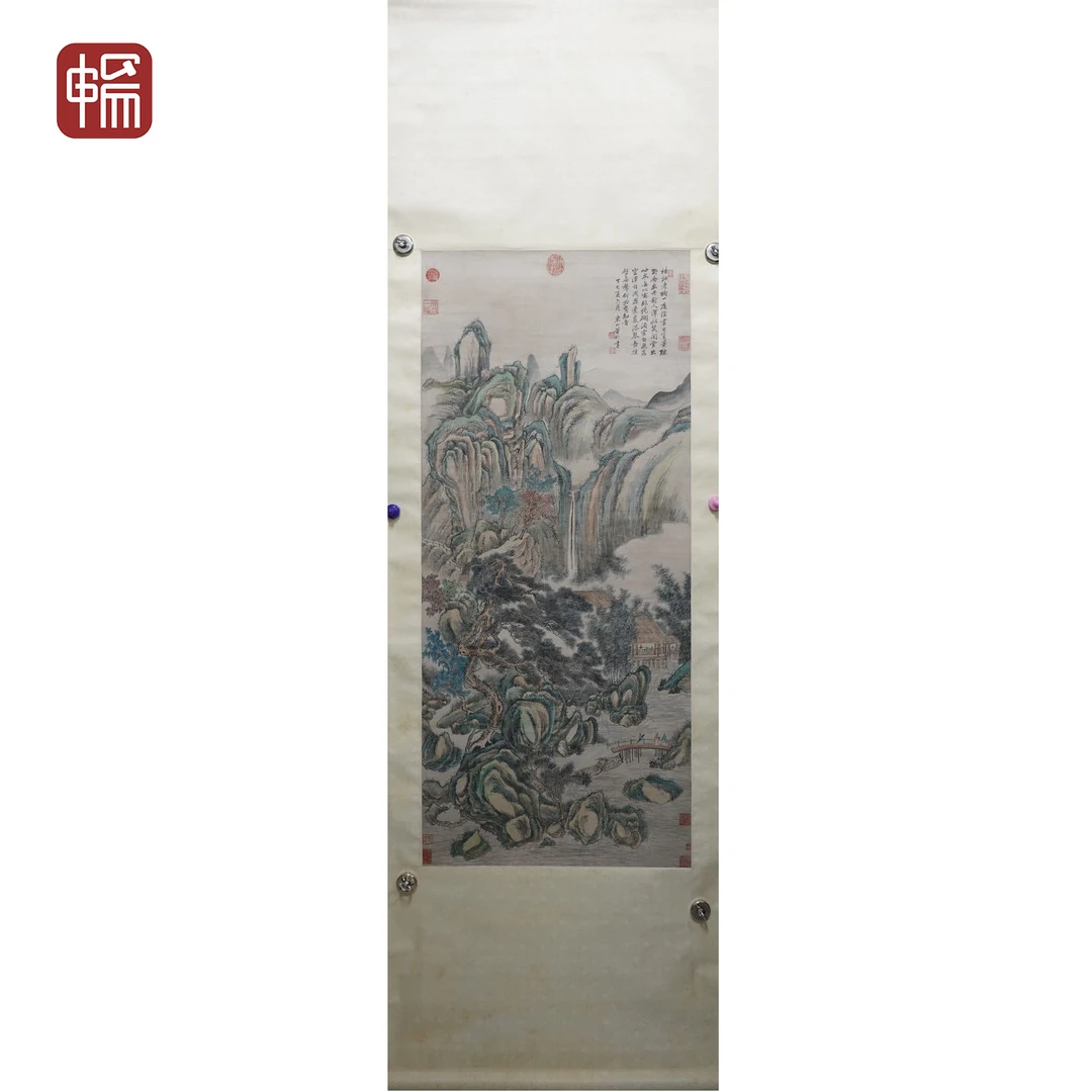 T1220 清代 《青绿山水图》董邦达 123*54（5.9平尺）纸本立轴  FL