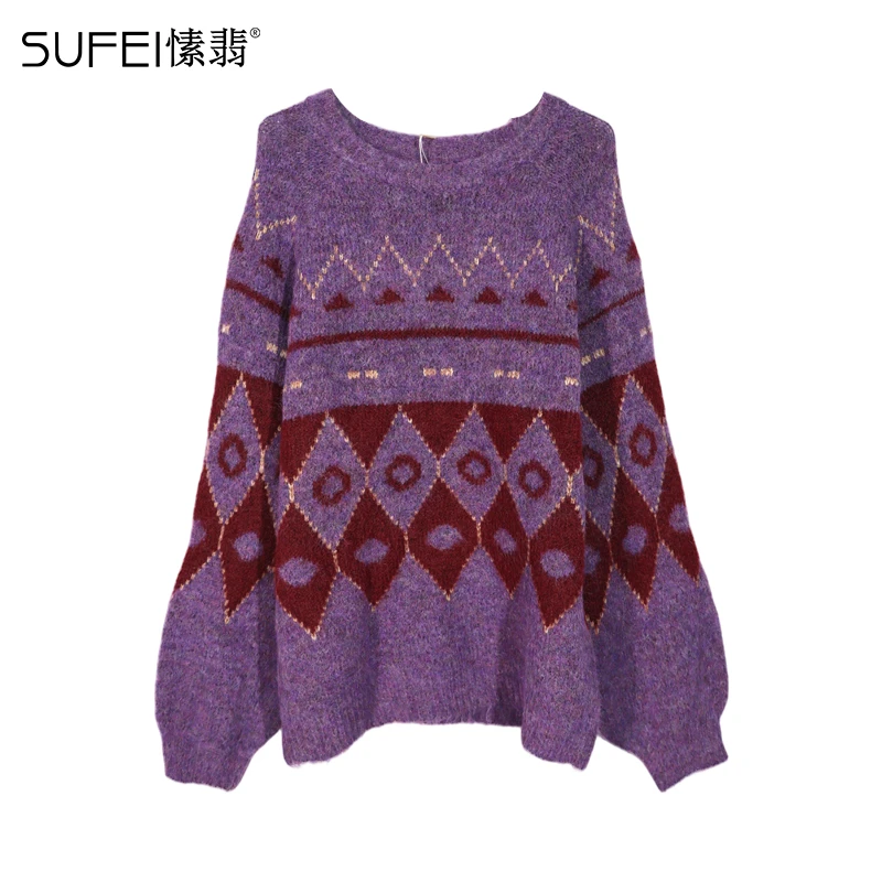 SUFEI/愫翡S54ZZ1564A 冬季新款简约条纹针织衫 1564