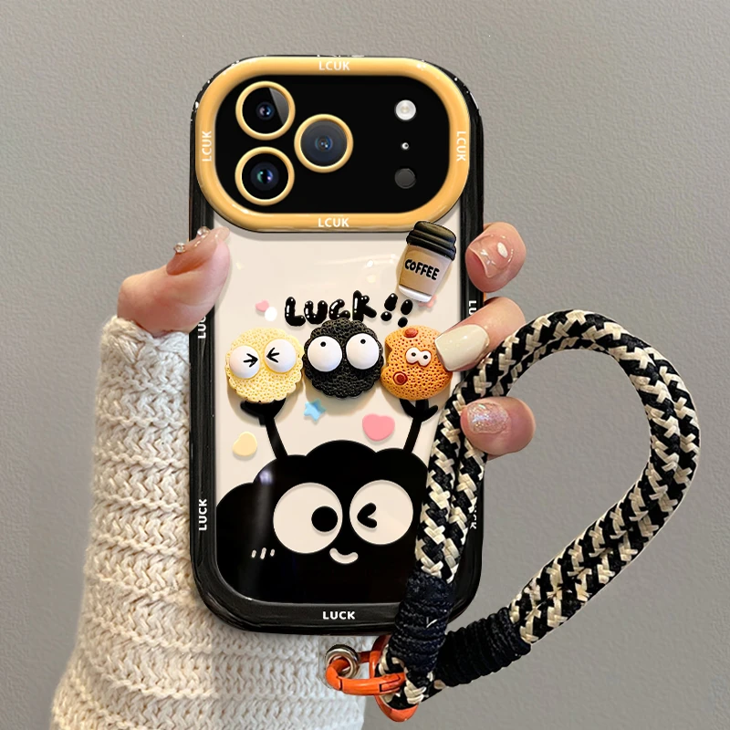 立体煤球适用苹果17promax手机壳ip17air带挂绳17por高级感iphone