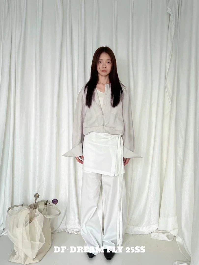 断码特价！新款韩系带屁帘裤子裙帘阔腿裤叠穿风直筒裤