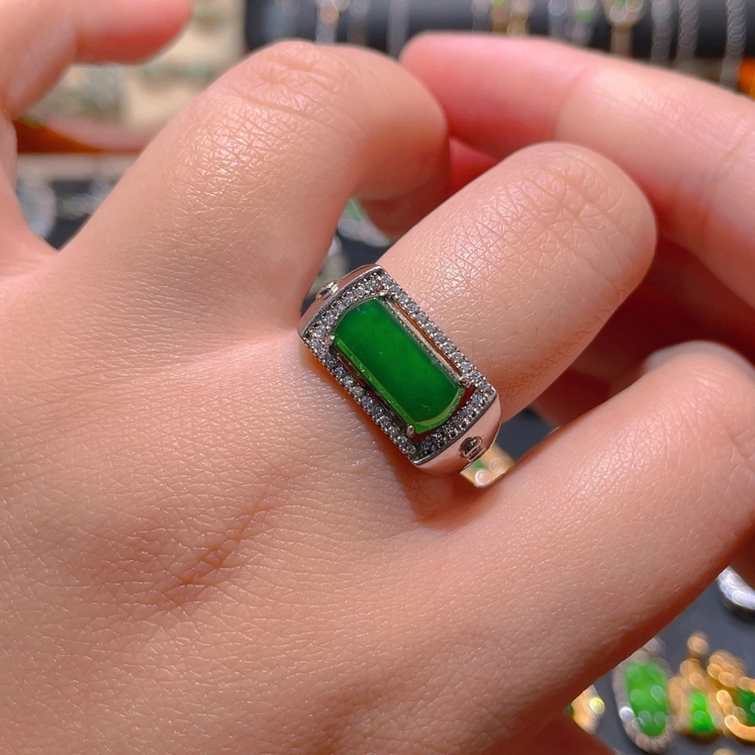 三***，翡翠银S925镶嵌吊坠(不含链)