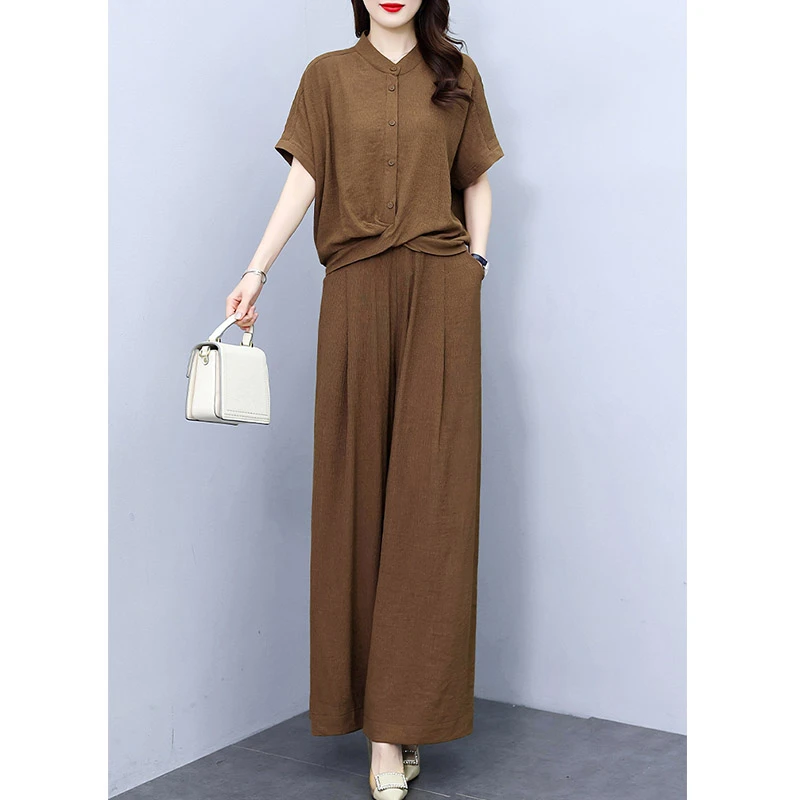 YX#时尚套装女夏季新款洋气宽松显瘦遮肚子短袖阔腿裤DY9548