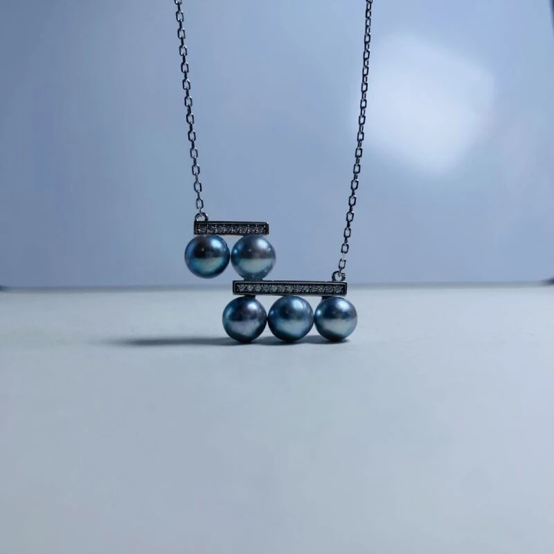 海水珍珠 真多麻五珠平衡木吊坠  C026