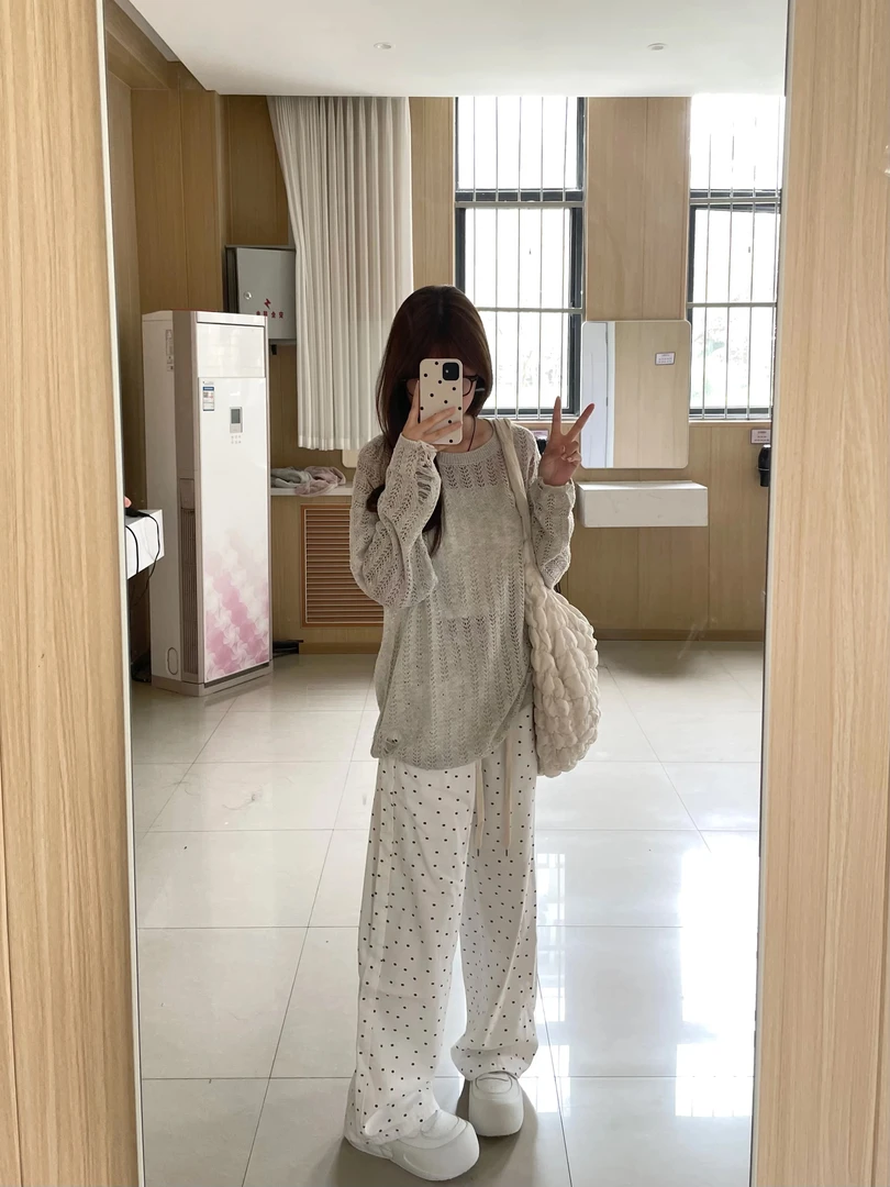 镂空高级感薄款针织衫上衣夏季吊带外搭防晒衫宽松长袖慵懒风罩衫