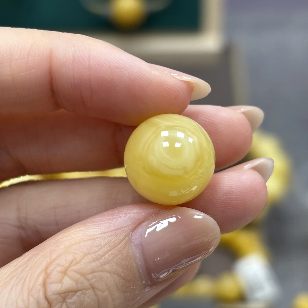 14.8mm带金沙· 小妖珠宝天然原矿琥珀蜜蜡
