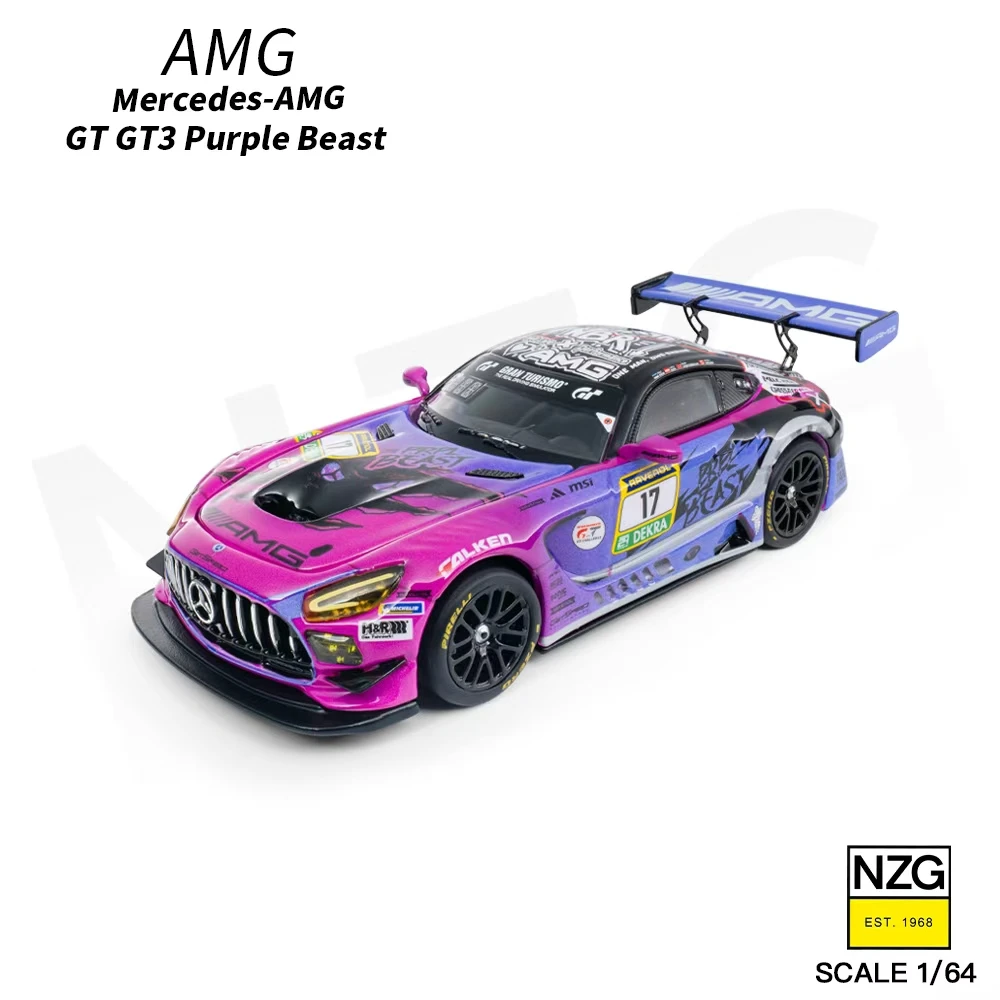 【现货】Kilo 1:64 梅赛德斯奔驰AMG GT3 17号紫色怪兽合金汽车模型