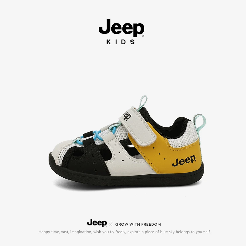 jeep宝宝鞋夏季软底学步鞋男童户外休闲鞋女童透气镂空网面运动鞋