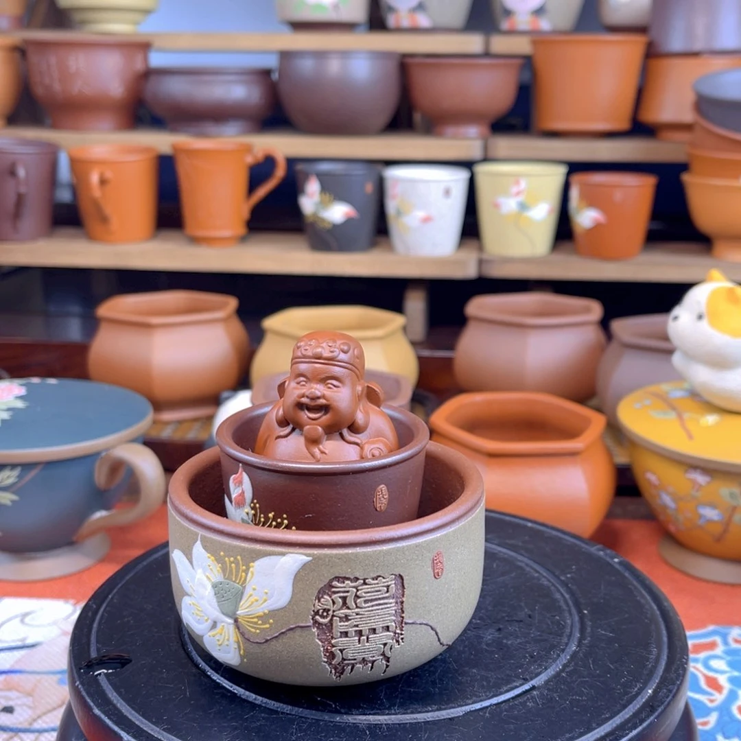 紫砂茶杯餐**子宜兴紫砂7个杯子