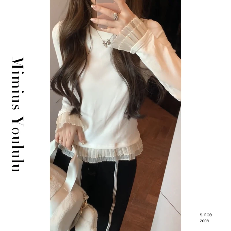 【mimius】&游鹿鹿 荷叶边袖口修身显瘦百搭打底T恤 汉服 F11355