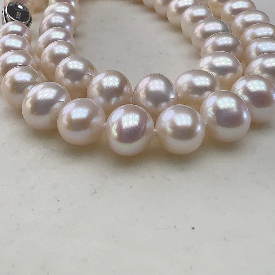 淡水珍珠颈饰银S925镶嵌➕9-10高品极光炫彩