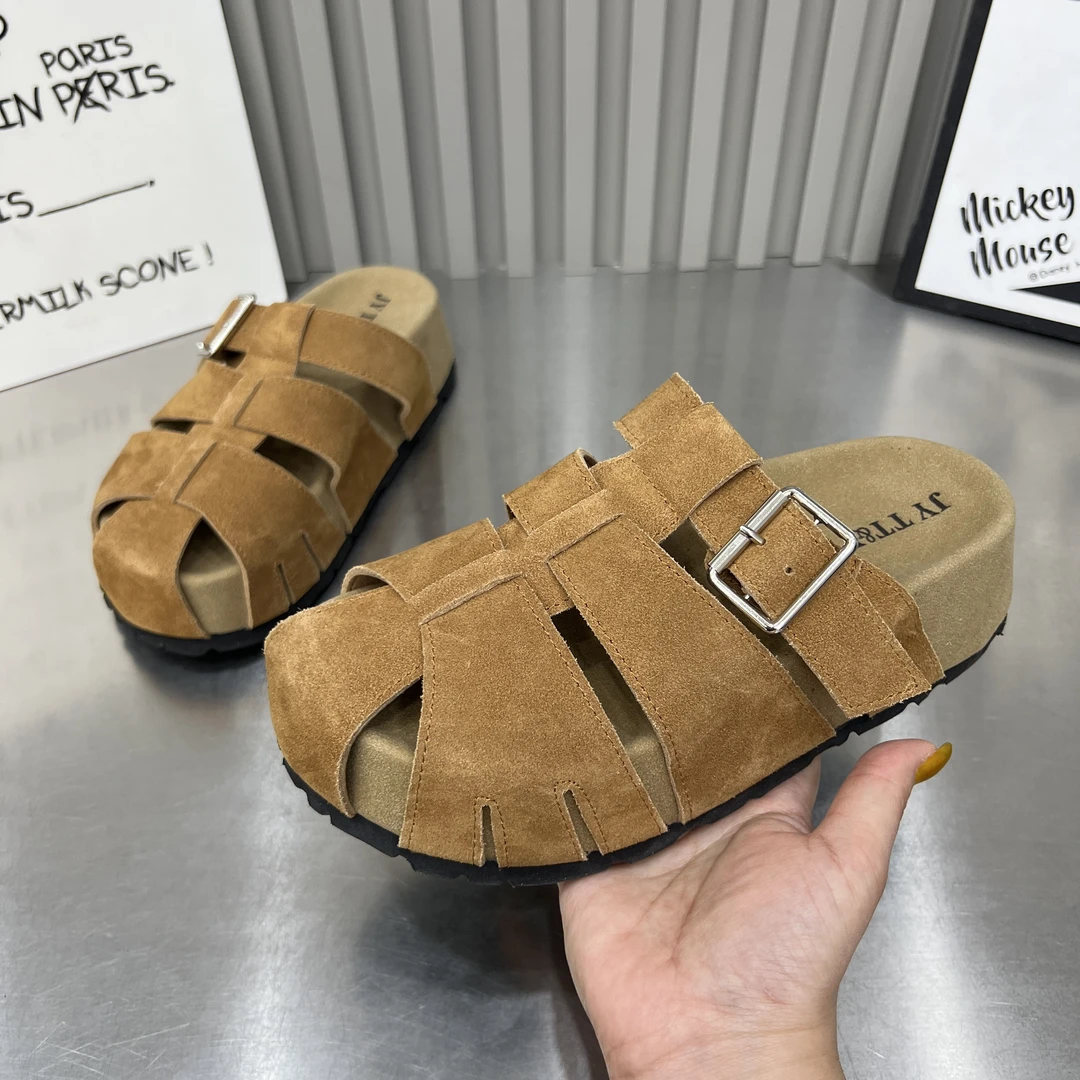 【5cm时尚猪笼拖鞋】爆款女鞋广州厚底百搭时尚复古猪笼增高女拖鞋