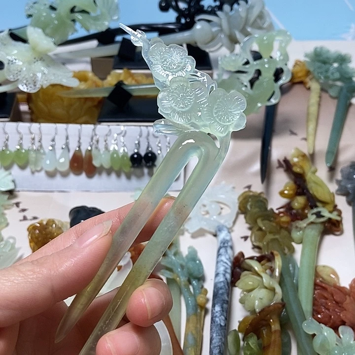 岫玉未镶嵌发簪发簪